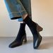 Leather~ Short For Women 2024 New Genuine Leather High Heels Autumn Winter Square Toe Stretch Sock Chunky Heel French_vogvips.com