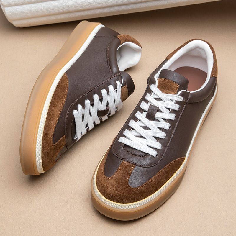 True Leather Training For Men With Soft Soles, Lightweight And Comfortable, High-end Feel, Board Shoes, Cowhide,_vogvips.com