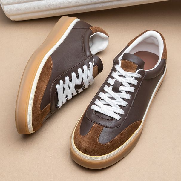 True Leather Training For Men With Soft Soles, Lightweight And Comfortable, High-end Feel, Board Shoes, Cowhide,_vogvips.com