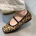 In Stock And Ready To Ship~French-style Square-toed Mary Jane With A Single Strap, Comfortable, Soft, Leopard Print Flat_vogvips.com