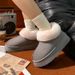 Slippers Plush Heel Snow Boots For Women Winter Outdoor Thick Sole Non-Slip Fleece Warm Fashion Simple Cotton Shoes_vogvips.com