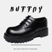 Derby Shoes Men's Paris Mickey Round Head Big Head Casual Leather Shoes Platform Height Black Matte_vogvips.com
