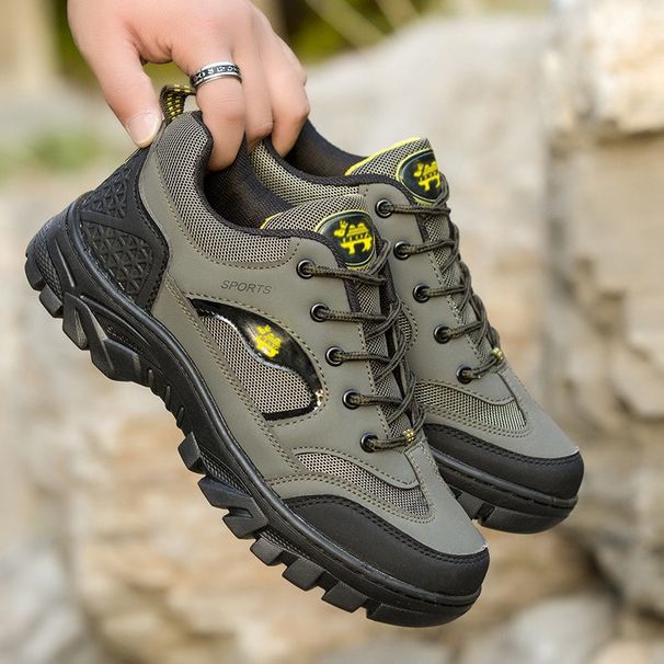 Men's Outdoor Work Boots - Breathable Hiking Shoes With Thick Sole, Lace-Up Round Toe For All-Season Wear_vogvips.com