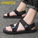 A Pair Of Men's Breathable Simple Summer Sandals, Wear-Resistant, Beach Shoes, Non-Slip Outdoor Anti-Odor Slippers,_vogvips.com