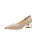 Women's Shoes Wedding Party Style No Tiring Wedding Dress Wedding Bridal Shoes Champagne Gold Thick Heel Bridesmaid High Heels Large Size_vogvips.com