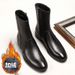 European Warm Series Mid-Calf British High Top Fleece Lined Men Pointed Toe Casual Genuine Leather Martin Boots Trendy_vogvips.com