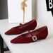 3686-K208 French-style Velvet Pointed-toe Shallow Wedge Shoes With A Beautiful Rhinestone Buckle For Women_vogvips.com