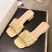 Summer New Black Pleated Square Head Thick Heel Sandals Women Wear Fashion Temperament Dinner Socialite High_vogvips.com
