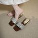 French Style Elegant Rhinestone One-Strap Summer Outdoor Low Heel Soft Sole Wedge Slippers Square Toe Sandals_vogvips.com