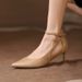 MTX Single Shallow Mouth Women's Shoes Nude Color 2025 Spring New Pointed Toe Stiletto Elegant One-Strap Buckle High Heels_vogvips.com