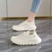 ShoeVault Stepping On Clouds Black Work Shoes For Women Soft Sole Comfortable Kitchen Non-Slip KFC Summer Breathable Size 34_vogvips.com