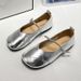 Frnch Silvr Singl Sho 2025 Nw Summr Shallow Mouth Platd Soft Sol Flat Hl Scoop Shos, Ban Shos Womn's_vogvips.com