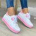 Large Summer New Casual Women's Thick Sole Round Head Embroidered Leather Top Single Shoes_vogvips.com