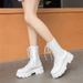 British Style High-Top 2025 Spring And Autumn Thick Sole 35-43 Large Size Shoes Western Women's Mid-Calf Short Boots_vogvips.com