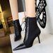 Women's Shoes Fashion Sexy Slim Women's Boots Stiletto High Heel Shallow Mouth Pointed Toe Lace Up Cross Strap Short Boots_vogvips.com