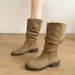 Short Thick Heel Mid-Calf Slouch Women's Summer 2025 New Autumn Melad Western Cowboy Martin Boots_vogvips.com