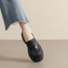 Black Small Leather Shoes Women's Platform One-pedal Retro Loafers British Style Work Shoes_vogvips.com