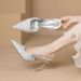 Sequin Fabric One-strap High-heeled For Women, Paired With A Skirt, 2025 Autumn New Model, Pointed Toe Stiletto Party_vogvips.com