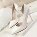 638-5 Korean Style Fashion Simple Stiletto Patent Leather Shallow Mouth Pointed Toe Hollow Sexy Slimming High Heels_vogvips.com