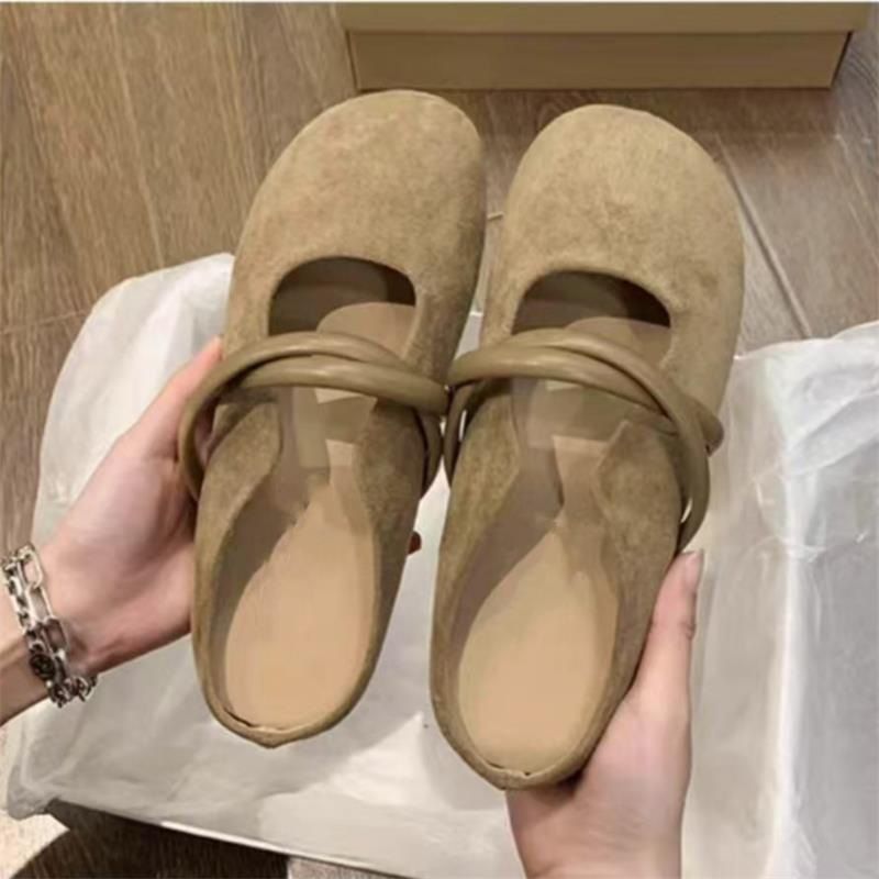 Elegant Suede French Style Mules For Women - Vintage Soft Sole Slip-on Loafers, Minimalist Retro Flat Sandals_vogvips.com
