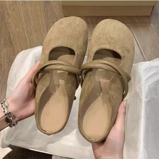Elegant Suede French Style Mules For Women - Vintage Soft Sole Slip-on Loafers, Minimalist Retro Flat Sandals_vogvips.com