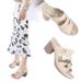 2025 New Women's Sandals Metal Buckle Stitching Thick High Heel Large Size Comfortable Slippers_vogvips.com