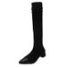 Stocking Pointed Toe Slim Tube Knitted Wool Elastic Sock Chunky Heel High Heels Over-the-Knee Long Boots Women_vogvips.com