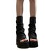 Black Wedge Andal Women, 2026 New Ummer Open-toe Tacked Boot, Comfortable For Mall Feet, Thick-oled Mid-calf_vogvips.com