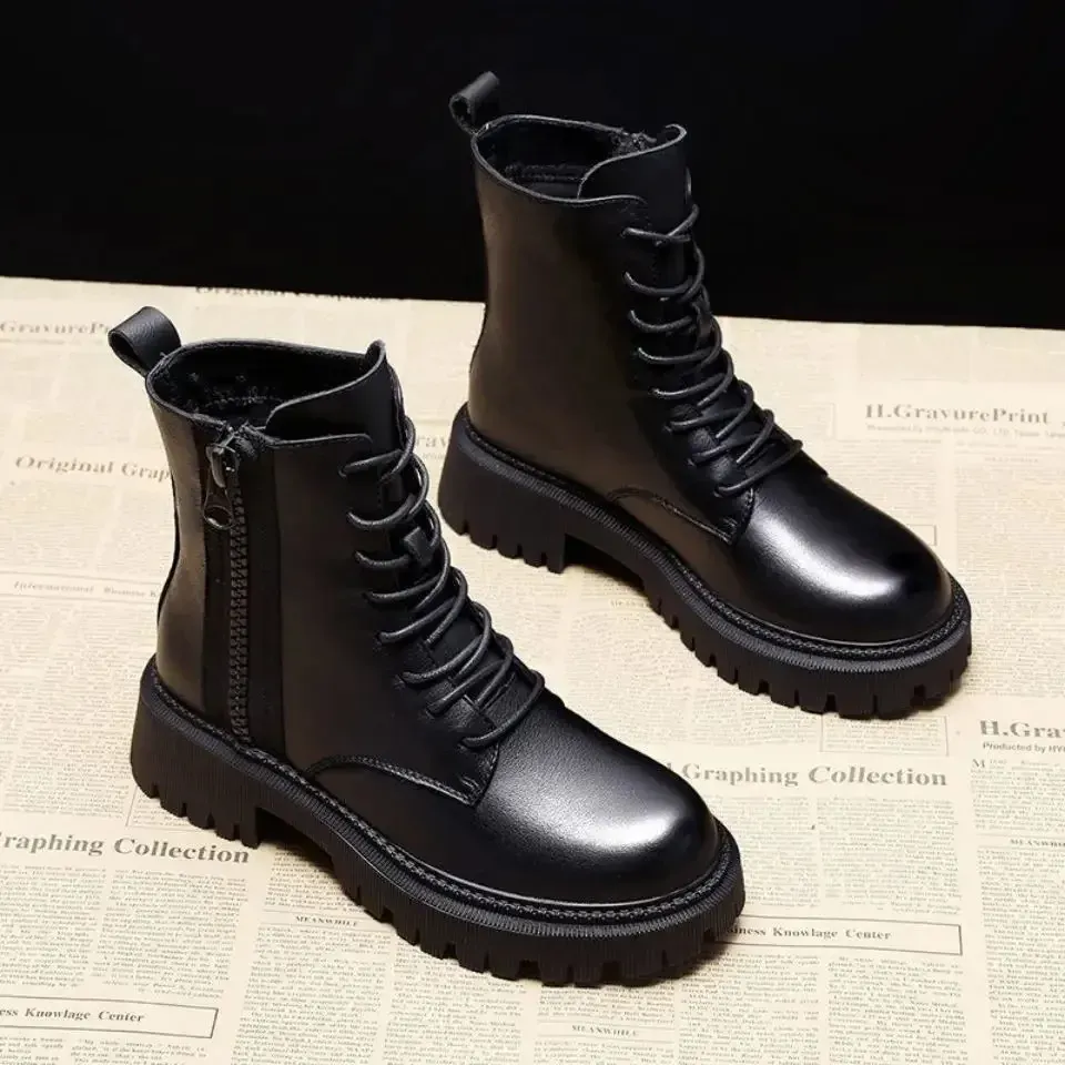 Thick Soled British Style Short Boots Womens Cotton Shoes Winter With Veet 241116_vogvips.com