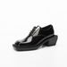 Loafers Small Leather For Women With Metal Decoration, Lace-Up Retro 2022 Early Spring Square Toe Chunky Heel Single_vogvips.com