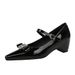 761-H130 Mary Jane With Internal Height Increase, Pointed Toe, Patent Leather, Rhinestone Bow, Elegant Commuter Shoes_vogvips.com