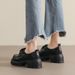 Thick-soled Small Leather Shoes Women's College Style Small Man Height-increasing Lace-up Loafers Single Shoes Women_vogvips.com