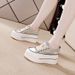 2025 Spring Summer New Thick Sole Height Increasing White Sneakers Women's Canvas Dad Korean Style Single Shoes_vogvips.com