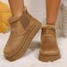 2025 Autumn Winter New European American Style Solid Color Slip-On Thick Sole Snow For Women With Fleece Lining Round_vogvips.com