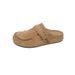 Women's Genuine Leather Birkenstock-Style Sandals - Slip-On Round-Toe Slide Sandals With Thick Rubber Sole, Comfortable Open-Back House Shoes_vogvips.com