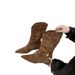 Sheepskin Version ~ Niche Suede Lace-Up Flap Edge Thin Cat Heel Western Cowboy Women's Short Slim Boots_vogvips.com