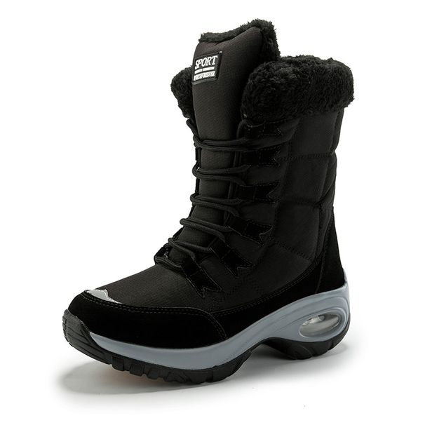 「XGXC」Snow Boots New Winter Women's Shoes Cowhide Non-slip Short-tube Cotton Shoes Thick-soled Wool Women's White Leather And Fur_vogvips.com