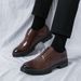 Euro Step New Brogue Business Casual Leather Shoes For Men, Large Size Slip-On Loafers_vogvips.com