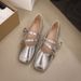 French Single Shoes Women's Thick Heel High Heels With Skirt Silver Temperament Mary Jane Women's Shoes Large Size Shoes_vogvips.com