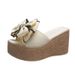 Women's Summer Bow Wedge Sandals Platform Outerwear European American Style plus Size 34-43 New 2021_vogvips.com