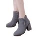 2023 Women's Short Spring And Single Boots High Thick Heels Cotton Winter Black Shoes Autumn_vogvips.com