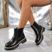 Women's British Style Martin Boots With Elastic Cuff Thick Sole Back Zipper Ankle Plus Size New Autumn_vogvips.com