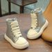 Trendy High-Top Sneakers For Kids – Unisex PU Upper With Rubber Sole, Side Zipper Design, School & Casual Wear (Black/Pink/Angora Red/Laser Silver)_vogvips.com
