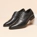 Euro Step Pointed Toe British Style Genuine Leather Business Formal Brogue Carved Men's Top Layer Cowhide Derby Shoes Casual_vogvips.com
