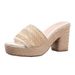 Women's Shoes Rope Wedge Thick Soled Sandals Braided Straw Rope One Strap Casual Summer Waterproof Platform High Heels_vogvips.com
