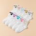 10 Pairs Kids Socks Heart Pattern Bar White Basic Sports Versatile Children's Footwear,girls' School Socks_vogvips.com