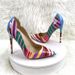 Women's Shoes New Color Striped High Heels 12CM Pointed Stiletto Shallow Mouth Single Shoes Women's Shoes_vogvips.com