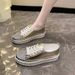 WHSI New Plus Size Women's Internet Famous Rhinestone White Shoes, Versatile Thick Soled Sponge Cake Loafers,_vogvips.com