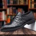 Men’s Black Wrinkled Leather Derby Dress Shoes, Lace Up Formal Business Wedding Oxford Footwear_vogvips.com