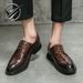 Xiaoxiangying Casual Youth Crocodile Pattern Lace-up Leather 202 Spring Barber Trendy Shoes_vogvips.com